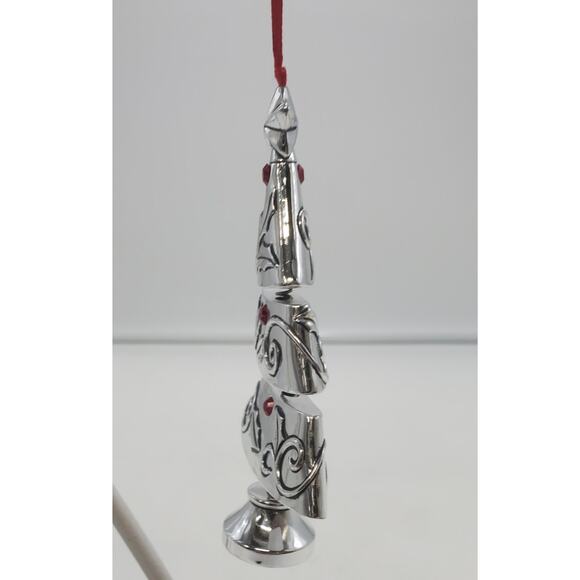 Silver Christmas Tree Ornament 3 Tiered & Springy, PRE-OWNED EUC - Picture 2 of 4